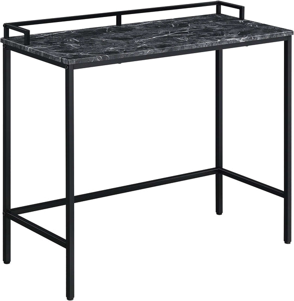 Office Star Brighton Console Table [BRT] Office Star Faux Black Marble Top and Black Metal Frame BRT-BMBLK
