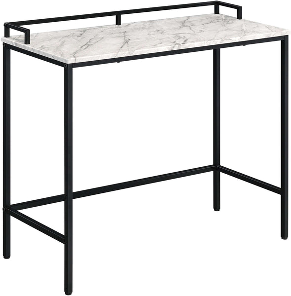 Office Star Brighton Console Table [BRT] Office Star Faux White Marble Top and Black Metal Frame BRT-WMBLK