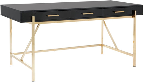 Office Star Broadway Desk [BWY6] Office Star Black Gloss Finish and Gold Frame BWY65-BLK