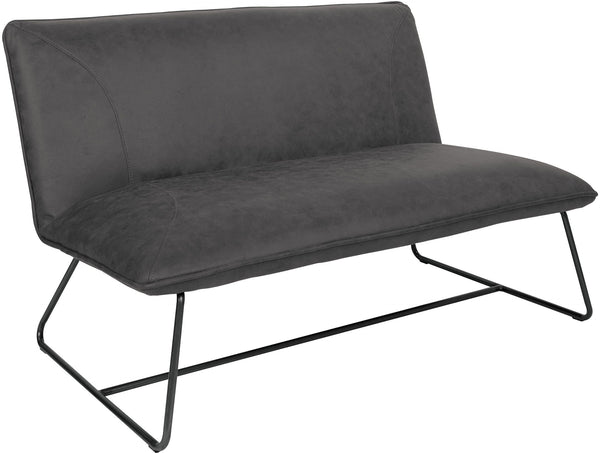 Office Star Brocton Loveseat [BRC52] Office Star Charcoal Faux Leather with industrial steel Frame BRC52-P43