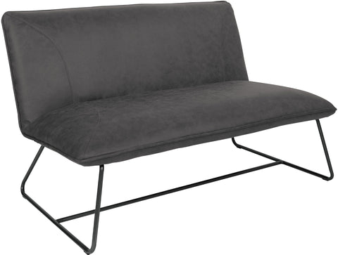 Office Star Brocton Loveseat [BRC52] Office Star Charcoal Faux Leather with industrial steel Frame BRC52-P43