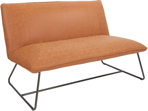 Office Star Brocton Loveseat [BRC52] Office Star Sand Faux Leather with industrial steel Frame BRC52-P42
