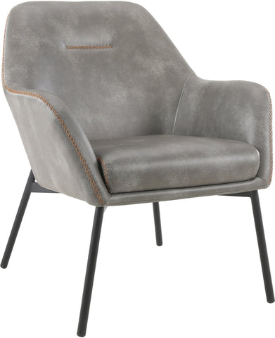 Office Star Brooks Accent Chair [BRK] Office Star Grey Faux Leather with Gold Stitch BRK-R44