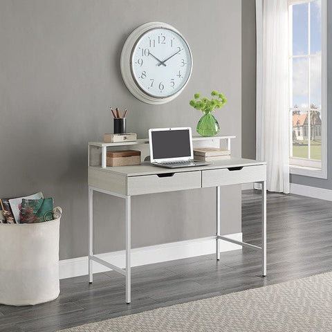 Office Star Contempo 40" Desk with 2 Drawers and Shelf Hutch [CNT44] Office Star White Oak Computer Desk CNT44-WK