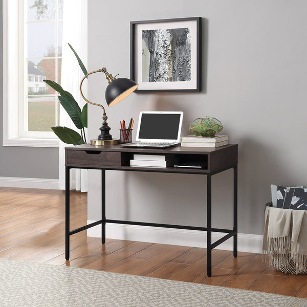 Office Star Contempo 40" Desk with Drawer and Shelf [CNT43] Office Star Brown Computer Desk CNT43-AH