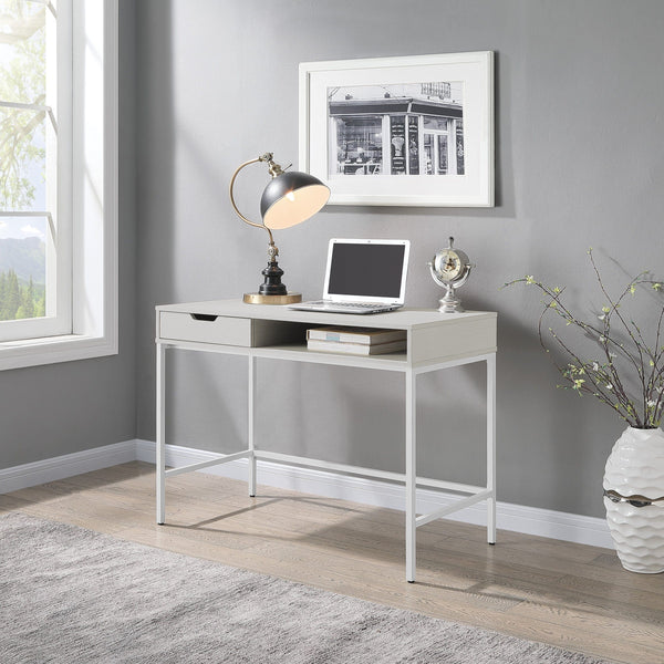 Office Star Contempo 40" Desk with Drawer and Shelf [CNT43] Office Star White Oak Computer Desk CNT43-WK