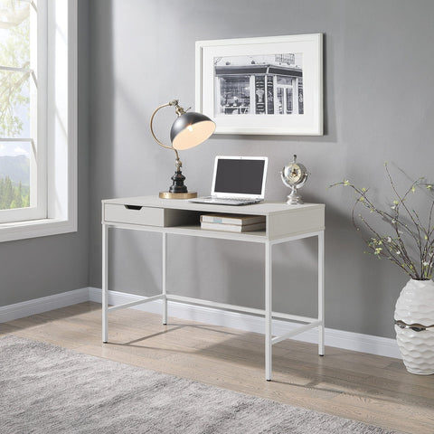 Office Star Contempo 40" Desk with Drawer and Shelf [CNT43] Office Star White Oak Computer Desk CNT43-WK