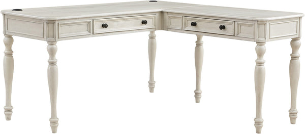 Office Star Country Meadows L-Shaped Desk w/PWR [CML6060] Office Star Antique White CML6060-AW