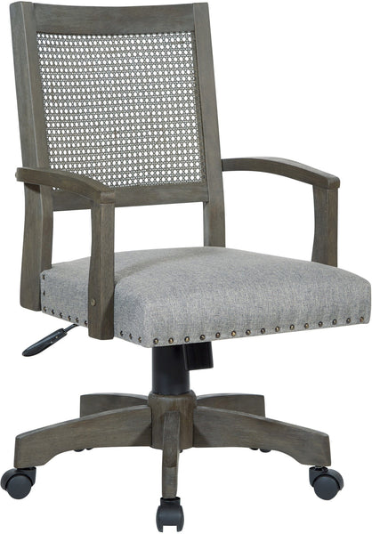 Office Star Dlx Cane Back Bankers Chair [109AGC] Office Star Antique Grey Finish Frame and Grey Fabric Seat 109AGC-GRY