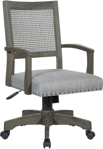 Office Star Dlx Cane Back Bankers Chair [109AGC] Office Star Antique Grey Finish Frame and Grey Fabric Seat 109AGC-GRY