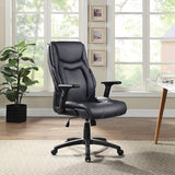Office Star Exec Bonded Leather Office Chair with Height Adjustable Flip Arms and White Stitching [EC93580] Office Star Leather Office Chair