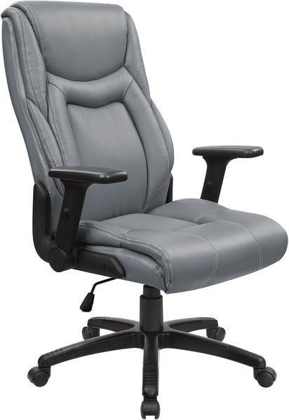 Office Star Exec Bonded Leather Office Chair with Height Adjustable Flip Arms and White Stitching [EC93580] Office Star Charcoal EC93580-EC42