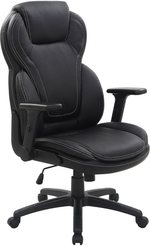Office Star Exec Bonded Leather Office Chair with Height Adjustable Flip Arms [EC91150] Office Star Black EC91150-EC3