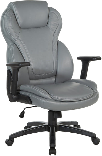 Office Star Exec Bonded Leather Office Chair with Height Adjustable Flip Arms [EC91150] Office Star Charcoal EC91150-EC42