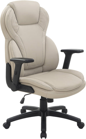 Office Star Exec Bonded Leather Office Chair with Height Adjustable Flip Arms [EC91150] Office Star Taupe EC91150-EC21