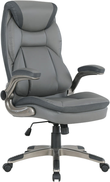 Office Star Exec Bonded Leather Office Chair with Nylon Base [ECH1705] Office Star Titanium / Charcoal ECH17057-EC42