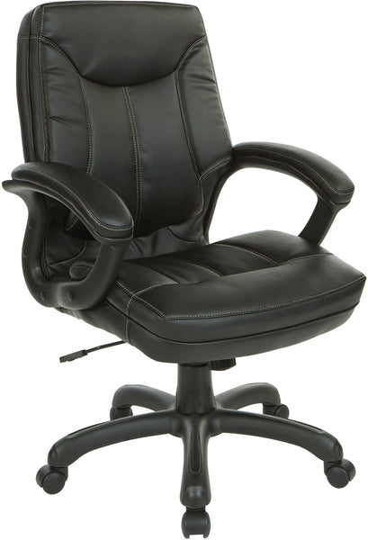Office Star Executive Mid Back Chair [FL6081] Office Star Black Faux Leather FL6081-U15