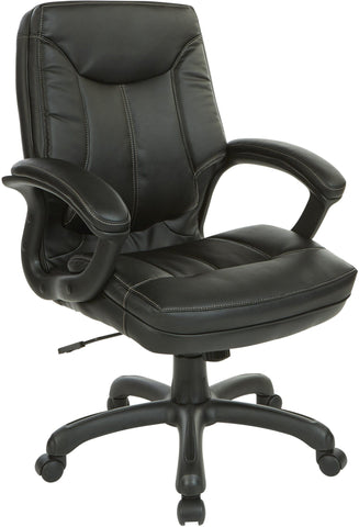 Office Star Executive Mid Back Chair [FL6081] Office Star Black Faux Leather FL6081-U15