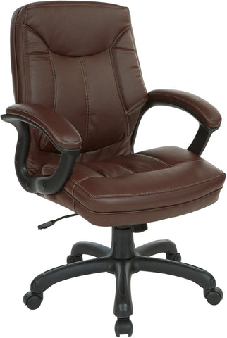 Office Star Executive Mid Back Chair [FL6081] Office Star Chocolate Faux Leather FL6081-U24