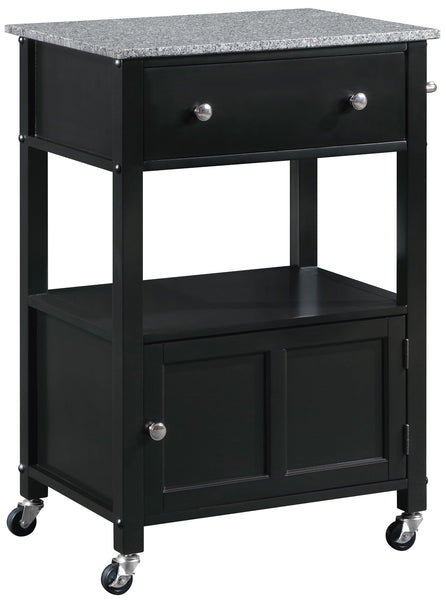 Office Star FRXG-3 Fairfax Kitchen Cart, granite top -black base