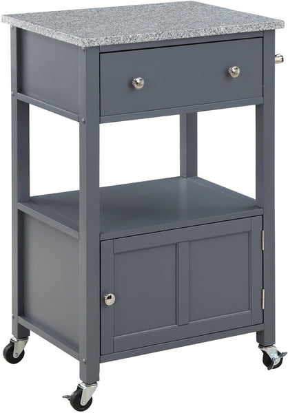 Office Star Fairfax Kitchen Cart White [FRXG] Office Star Granite Top  - Grey Base FRXG-2