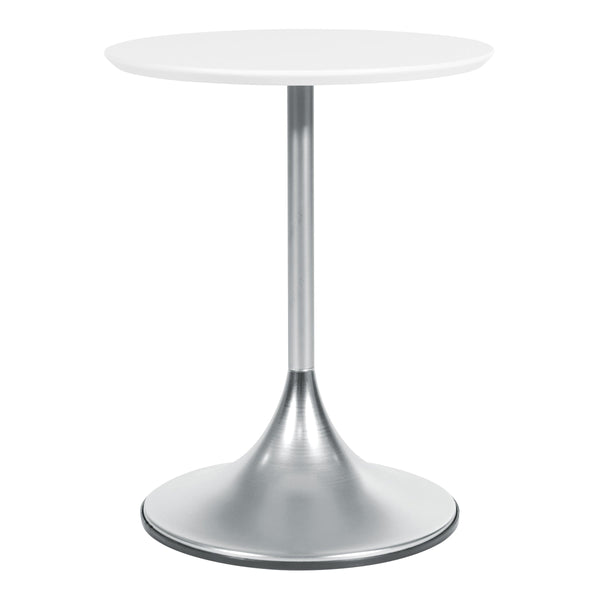 Office Star Flower Side Table [FLWA9300] Office Star White Top - Nickel Base FLWA9300-NB
