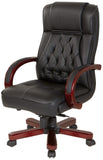 Office Star Genuine Leather Executive Chair with Royal Cherry Finish [TWN300L] Office Star Black Leather Office Chair TWN300L-3