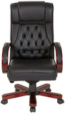 Office Star Genuine Leather Executive Chair with Royal Cherry Finish [TWN300L] Office Star Black Leather Office Chair TWN300L-3