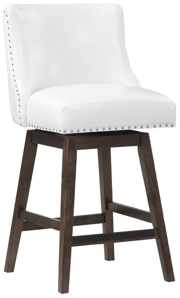 Office Star Granville 26" Swivel Stool [GVL26GY] Office Star White Faux Leather / Brown Frame Bar Stool GVL26GY-PD11