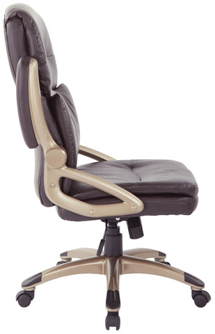 Office Star High Back Espresso Leather Executive Manager's Chair [ECH91231] Office Star Espresso with Cocoa Base Executive Chair ECH91231-EC1