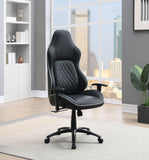 Office Star High Stakes Gaming Chair [HSTK25] Office Star Black Bonded Leather with White Accents Gaming Chair HSTK25-WH