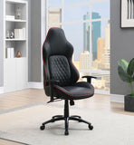 Office Star High Stakes Gaming Chair [HSTK25] Office Star Black Faux Leather with Red Accents Gaming Chair HSTK25-RD