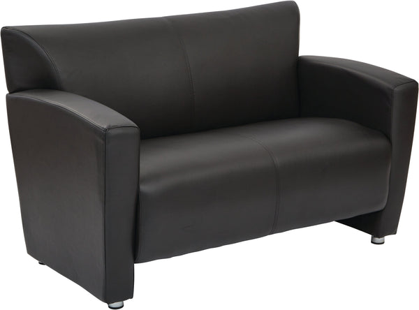 Office Star Loveseat with Silver finish Legs [SL2912S] Office Star Black SL2912S-U6