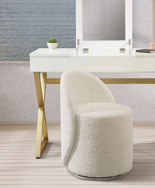 Office Star Lystra Swivel Vanity Chair [LYSAS] Office Star Textured Cream-C1 Accent Chair LYSAS-C1