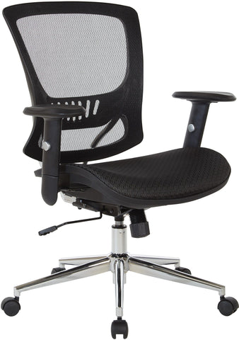 Office Star Mesh Screen Seat and Back Chair [EM98910] Office Star Black - Chrome Base EM98910C-3