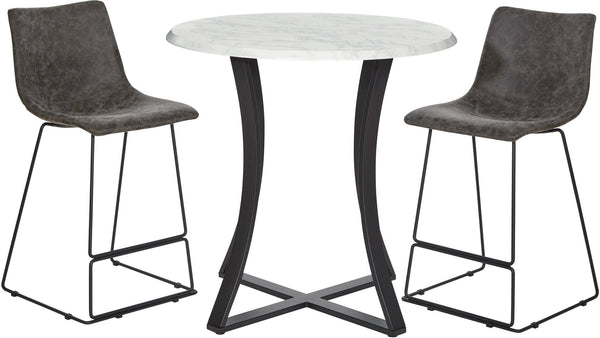 Office Star Metro 3-Piece Counter Height Table [MET36] Office Star Faux Marble/Charcoal MET36-MAR
