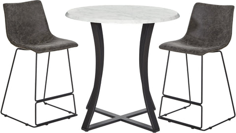 Office Star Metro 3-Piece Counter Height Table [MET36] Office Star Faux Marble/Charcoal MET36-MAR