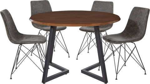 Office Star Metro 5-Piece Dining Table Set [MET45] Office Star Oak Veneer/Charcoal MET45-OBK