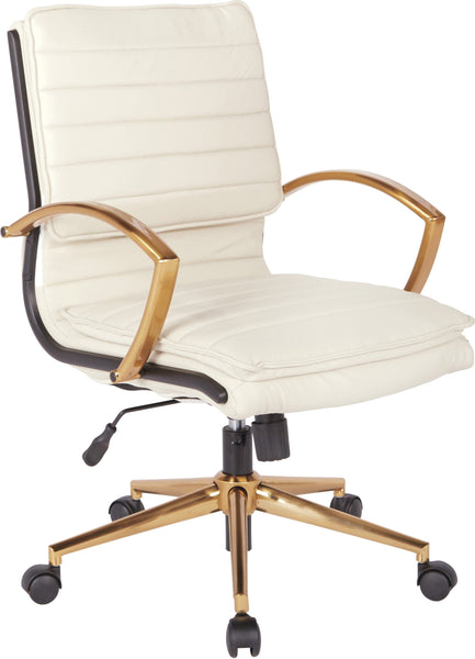 Office Star Mid-Back Faux Leather Chair [FL23591G] Office Star Cream Faux Leather FL23591G-U28