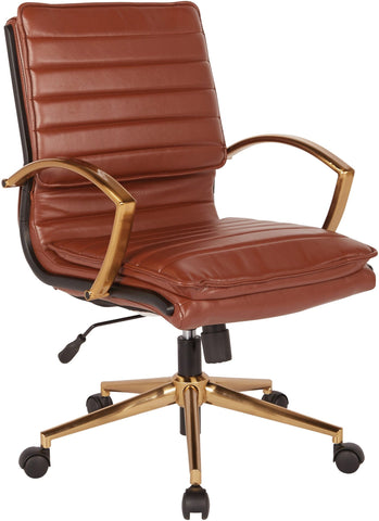 Office Star Mid-Back Faux Leather Chair [FL23591G] Office Star Saddle Faux Leather FL23591G-U41