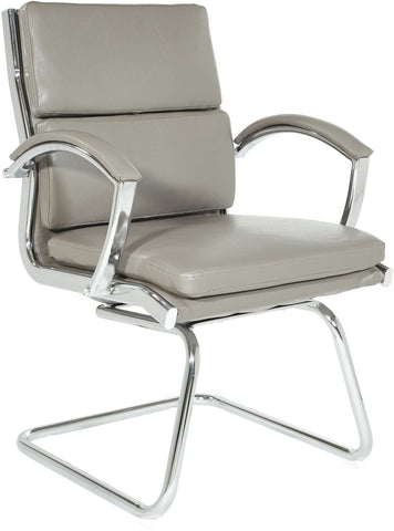 Office Star Mid-Back Faux Leather Visitor's Chair [FL5385C] Office Star Smoke Faux Leather FL5385C-U22