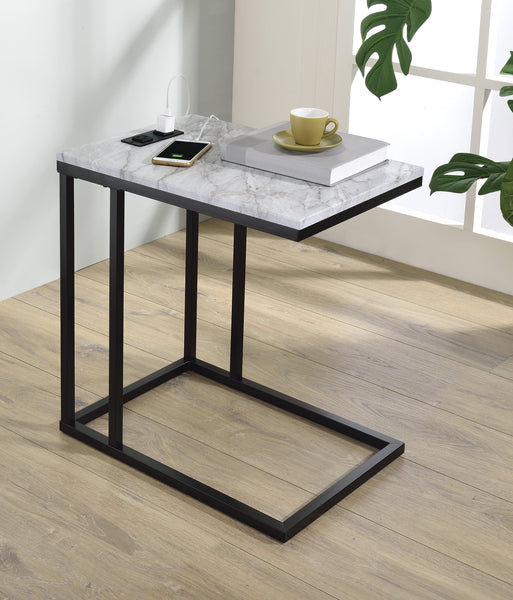 Office Star Norwich C-Table [NRW] Office Star Black - White Marble End Table NRWWM-BLK