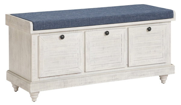 Office Star OSP Designs Dover Storage Bench [DOV] Office Star Distressed White/Navy-SWN Bench DOV-SWN