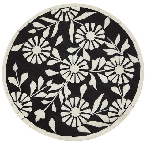 Office Star OSP Designs  Mosaic Accent Drink Table, 2-Pack [GCRRT] Office Star Black/White Floral Accent Table GCRRT-BW