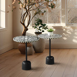 Office Star OSP Designs Mosaic Accent Table, 2-Pack [GCST] Office Star Black/White Floral Leaf Pattern Accent Table GCST-BW