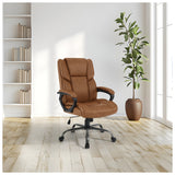 Office Star FL14571 mid-back executive chair, Saddle Faux Leather, room setting