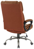 Office Star FL14570 high-back executive chair, Saddle Faux Leather, back view