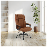 Office Star FL14570 high-back executive chair, Saddle Faux Leather, room setting