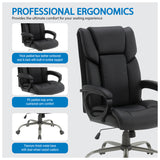 Office Star FL14570 high-back executive chair, Black Faux Leather, detail