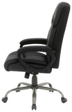 Office Star FL14570 high-back executive chair, Black Faux Leather, side view